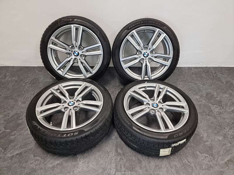 Original BMW Winter Kompletträder 18 Zoll - M Doppelspeiche 486 bicolor (ferricgrey / glanzgedreht) 8J x 18 ET 57 Vorderachse / Hinterachse 2er F45 F46 mit Pirelli SottoZero 225/45 R18 95 V Runflat inkl. RDCi
