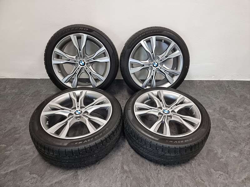 Original BMW Winter Kompletträder 18 Zoll - Y-Speiche 484 bicolor (ferricgrey / glanzgedreht) 8J x 18 ET 57 Vorderachse / Hinterachse 2er F45 F46 mit Pirelli Sottozero 2 225/45 R18 95V Runflat inkl. RDCi